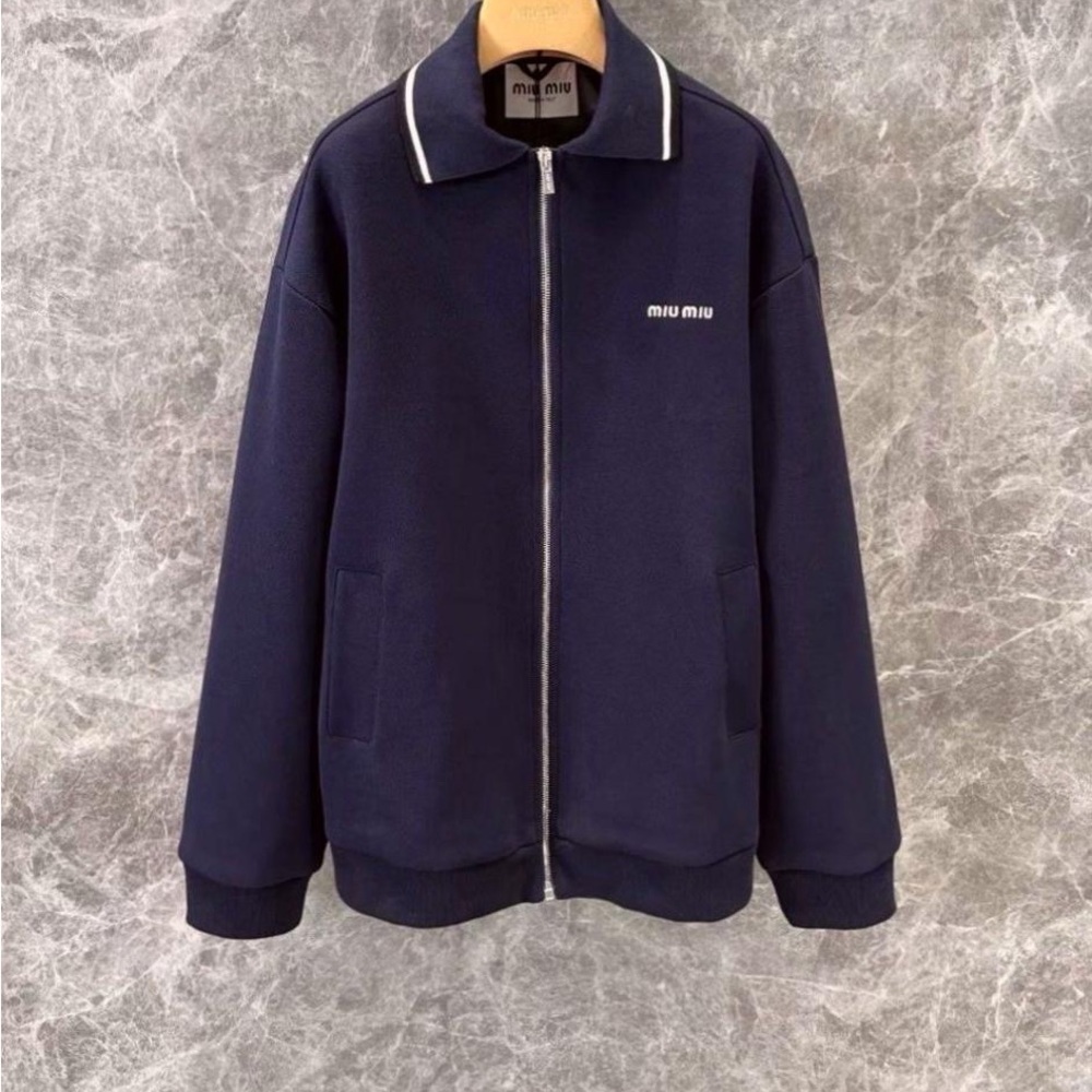 NWT Miu Miu Logo Zip Jacket - Navy/White